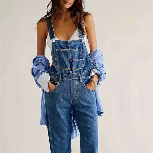 Royal Blue Utility Overall Jumpsuit - Picture 1 of 5